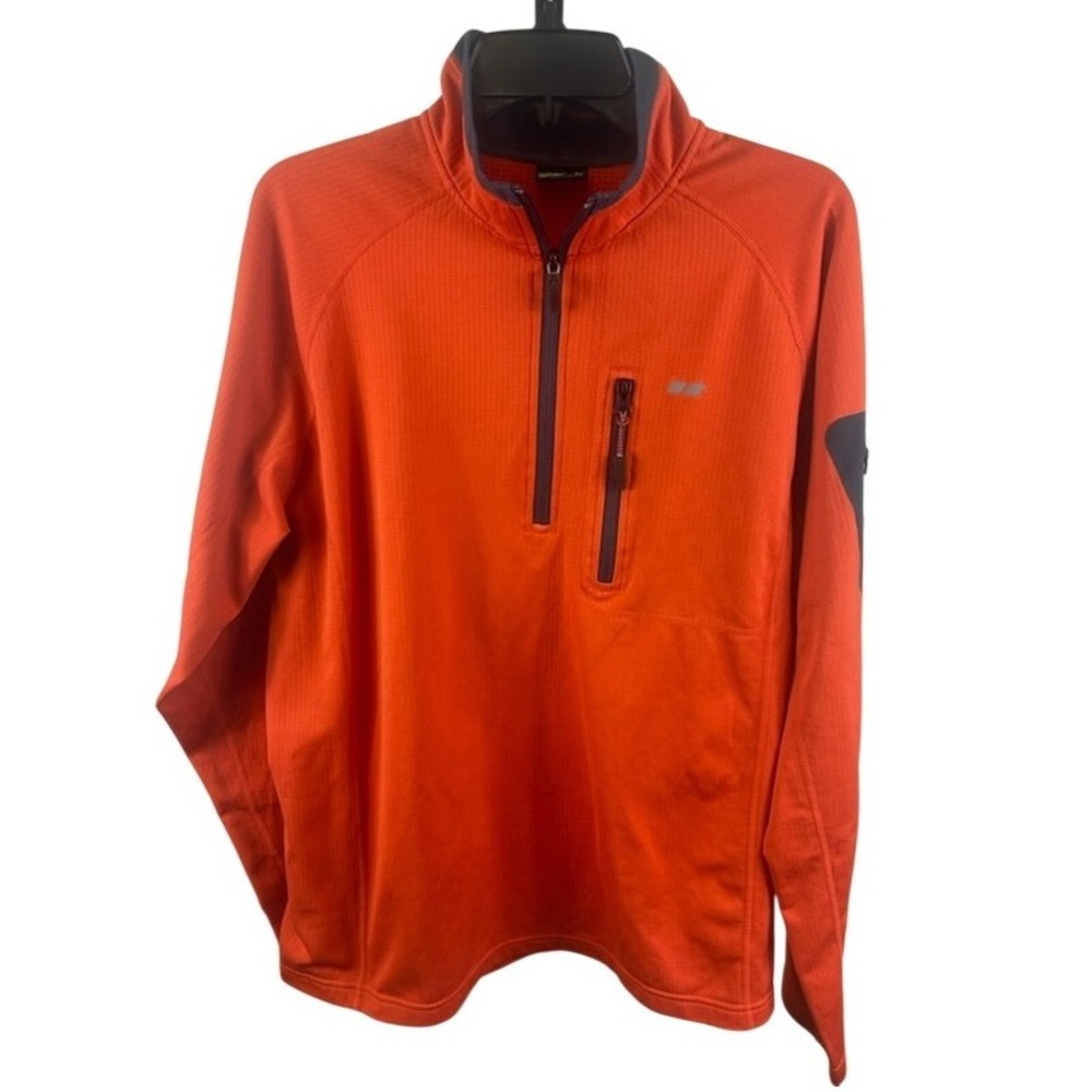 Köppen Pullover Quarter Zip Long Sleeve Top‎ Orange Fleece Shirt Sweater Size XL